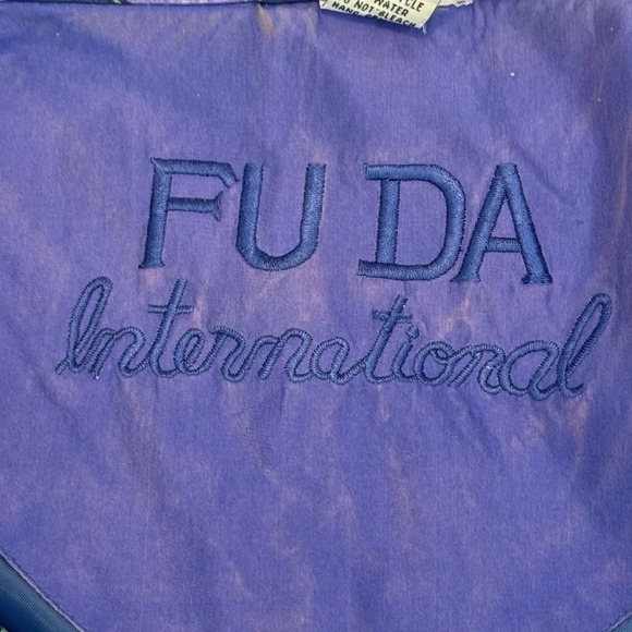 FUDA International Vintage Silk Windbreaker Jacket - Purple Geometric - Picture 3 of 10